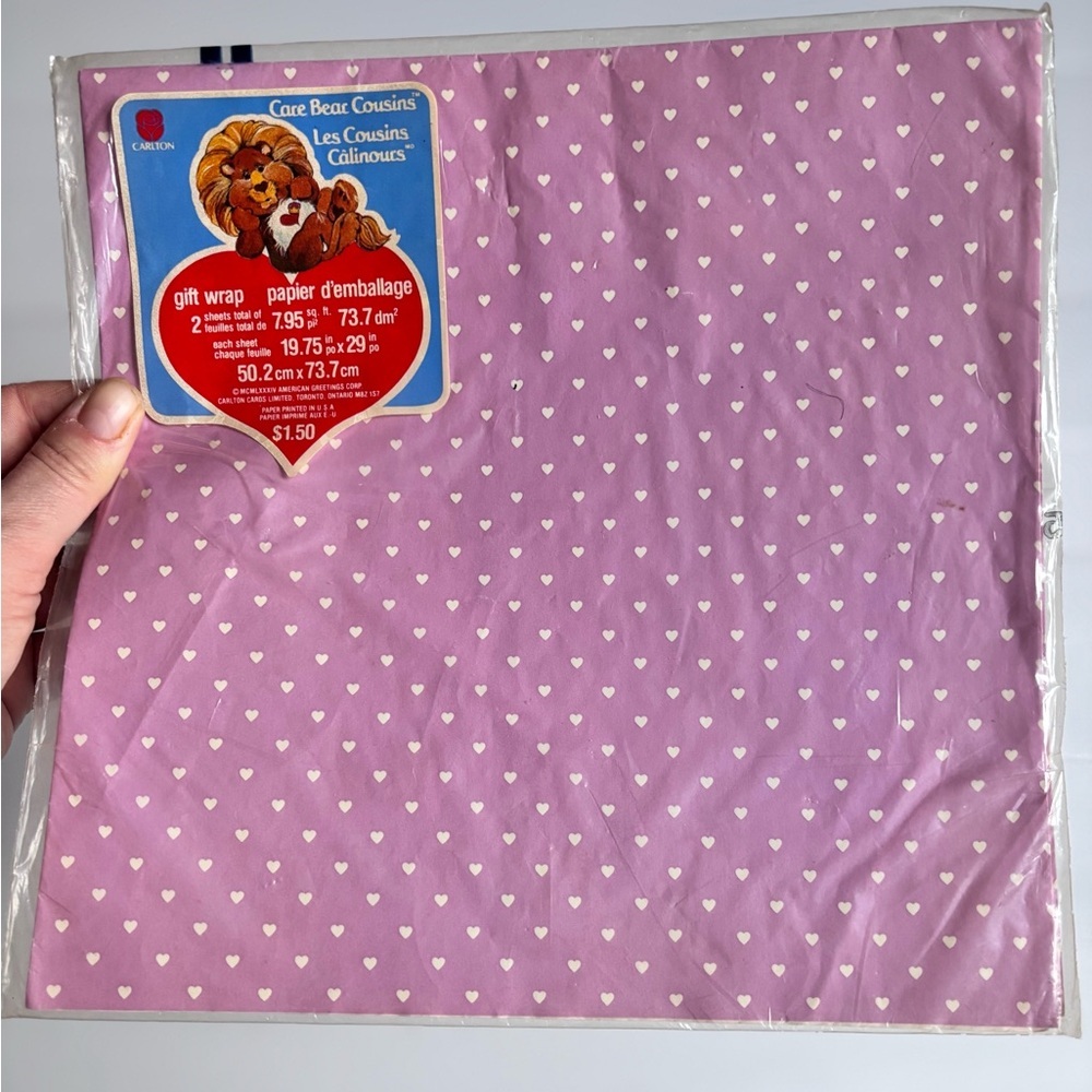 Care Bear Cousins Gift Wrap Vintage Sealed Pink Hearts